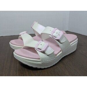Dansko Kandi Slide Sandals Womens EU 40 US 9-9.5 Pink Iridescent White Wedge